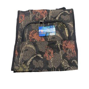 Bovano USA Floral Tapestry Tote Bag With Zipper Pocket & Handles